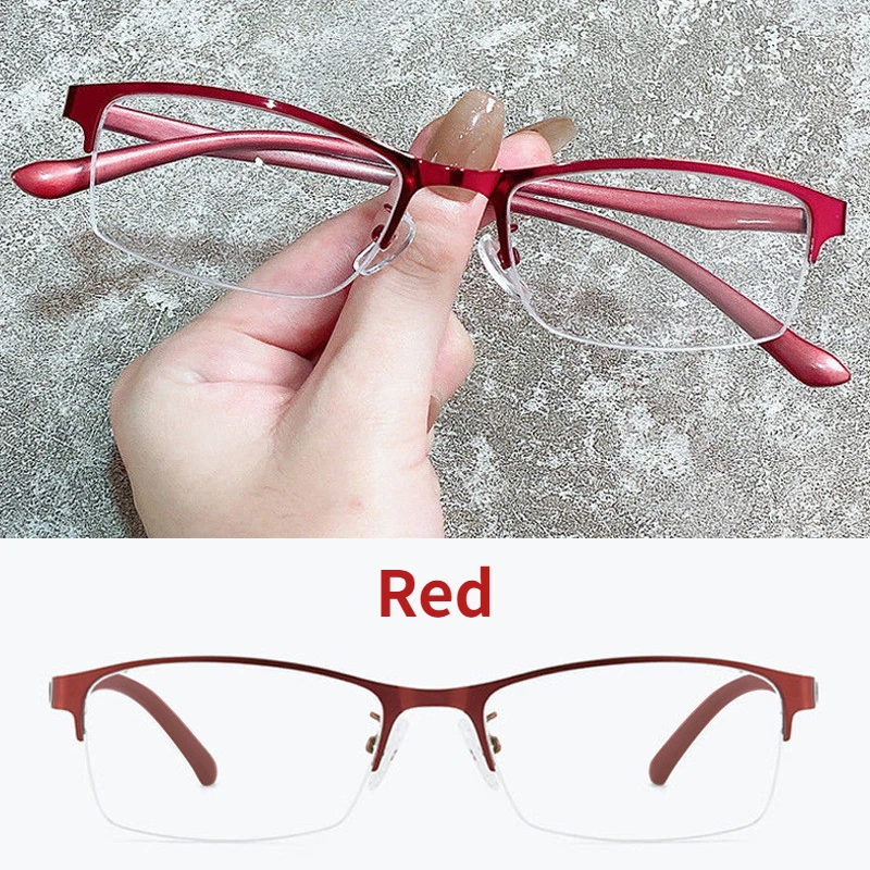 Lunettes de vue pour femmes, demi-montures métalliques, de haute qualité, pour myopie, monture métallique pour femmes