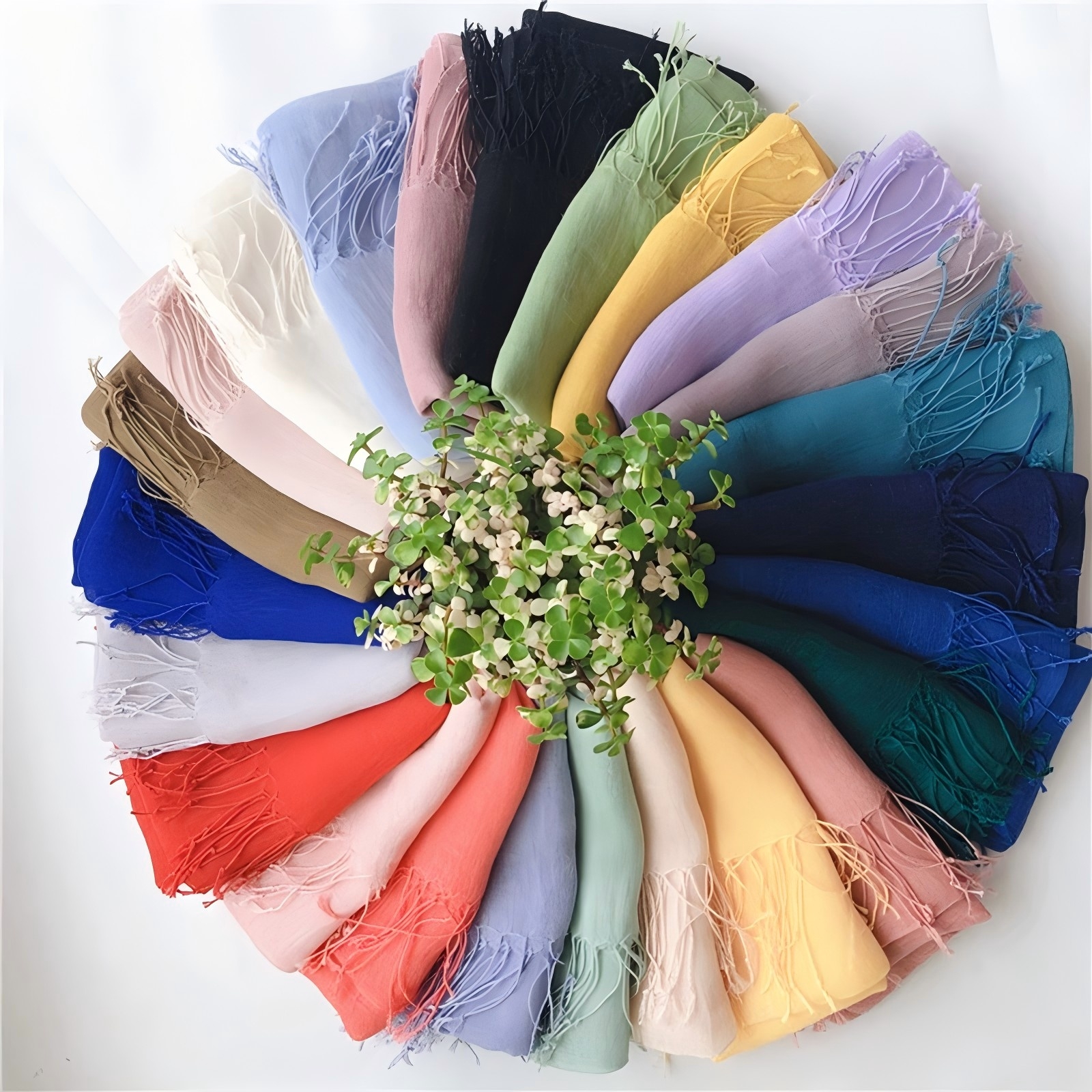 Écharpe en lin de couleur unie pour femmes, turban, hijab