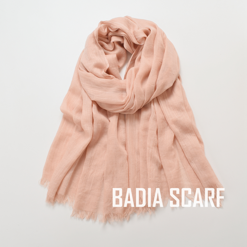 Maxi Hijab uni pour femme, châle doux effet coton froissé 105*190cm, léger avec franges, foulard de tête