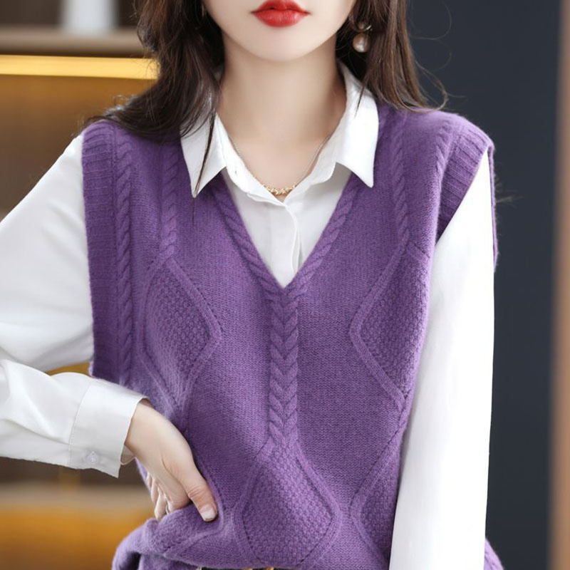 Gilet femmes automne nouveau 2025 col en V pull tricot gilet hauts femme décontracté sans manches couleur unie pull gilet femme