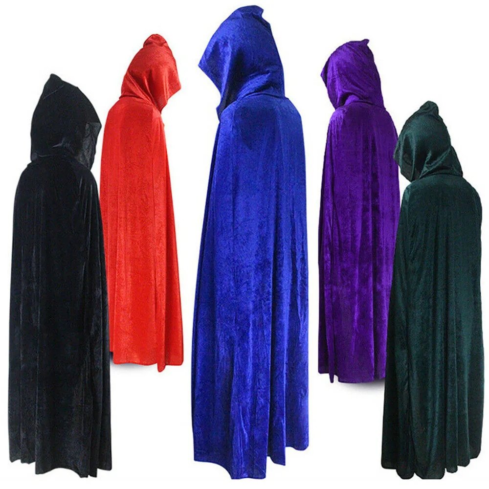 Costumes de cosplay gothiques à capuche pour hommes et femmes, Everak Witch, Vampires, Grim Reaper Capes, Velvet Robe, Rave Mask, Tim ade Party, Halloween