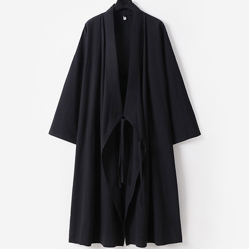 Cardigan Kimono grande taille pour hommes, Yukata Haori, peignoir Long, vêtements traditionnels japonais, ample, en coton et lin, Costume de samouraï