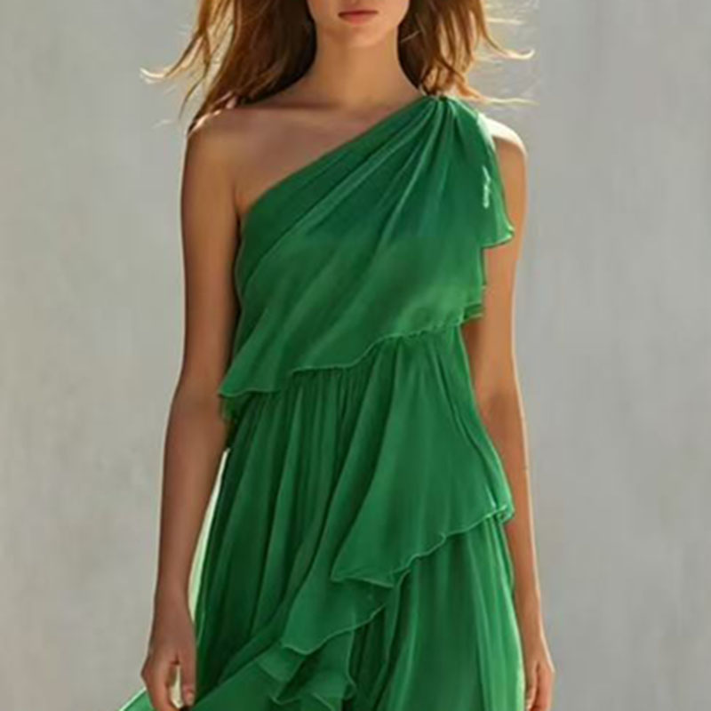 Robe longue bohème asymétrique à volants superposés pour femme, élégante, pour l'été, la plage, ou comme robe de demoiselle d'honneur