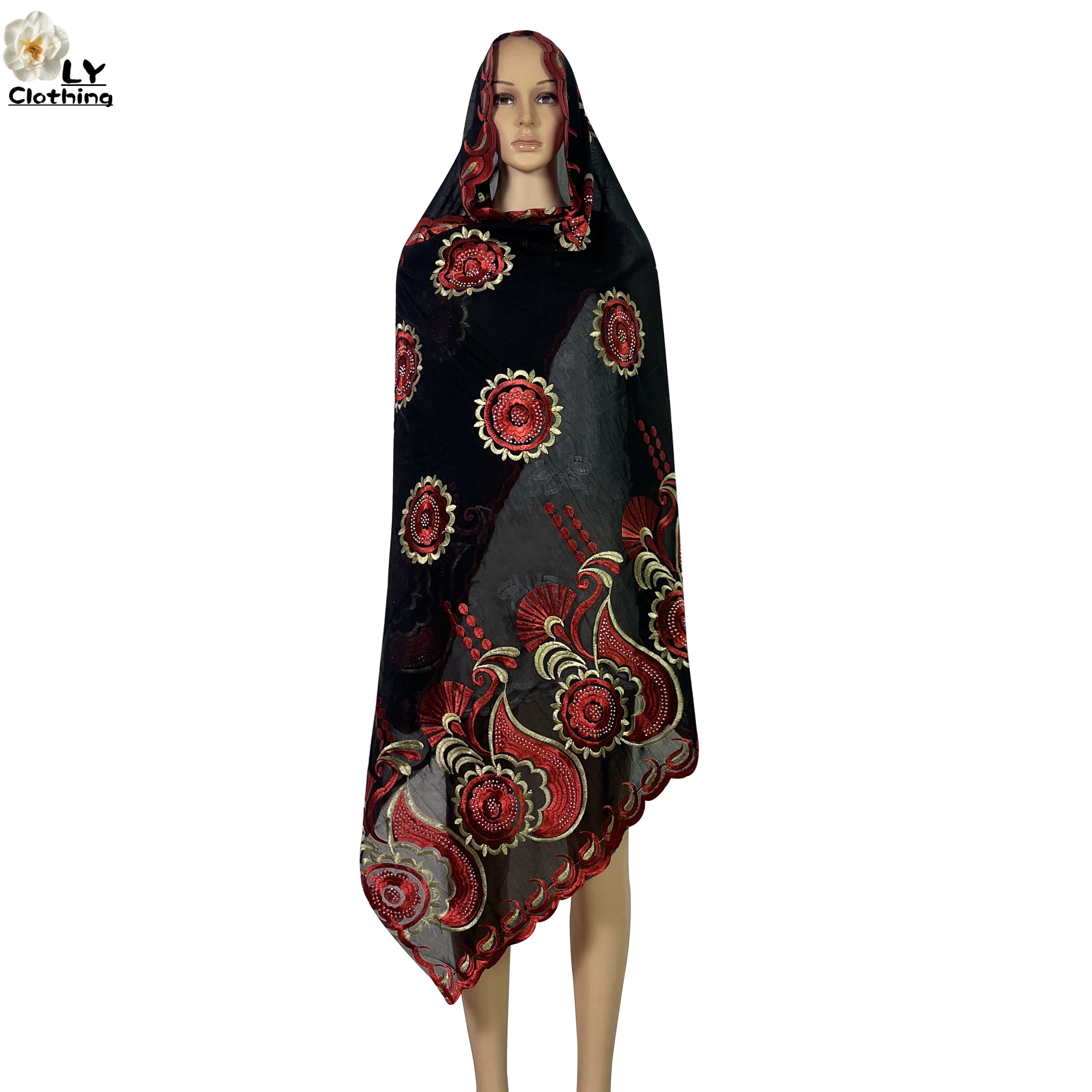 Dernière offre spéciale femmes africaines 100% coton écharpe femmes musulmanes Hijab dubaï broderie écharpes coton islamique femmes écharpe châles