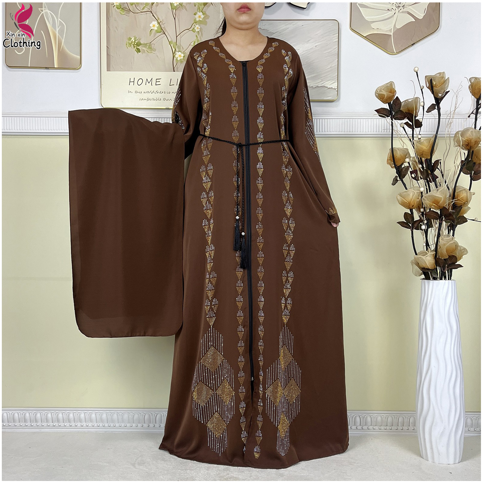 Robes élégantes pour femmes, dernière mode 2025, manches longues, en mousseline de soie, robe de Dubai pour femmes, cardigan à fermeture éclair, abaya africaine, vêtements traditionnels