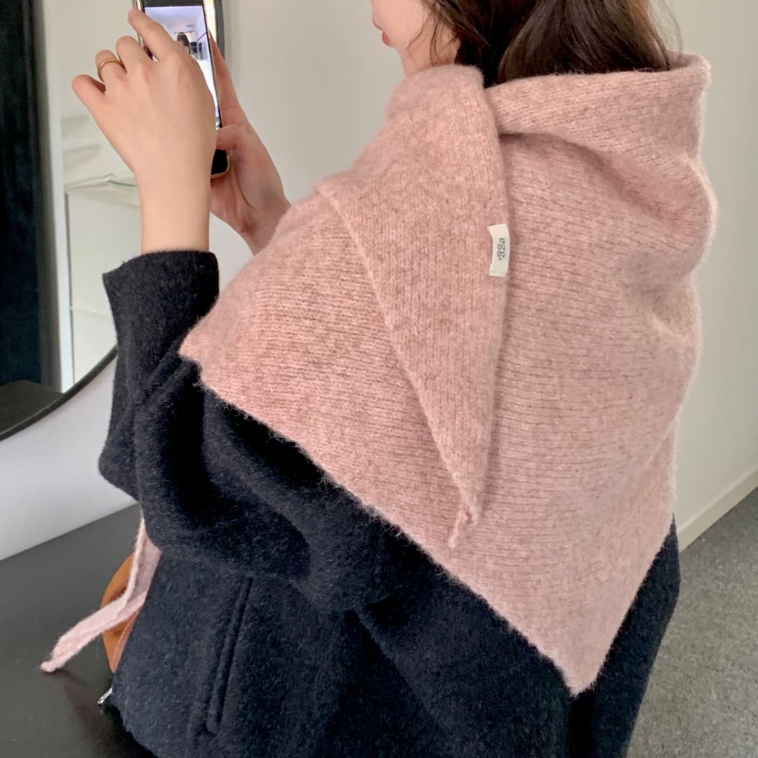 Nouveau Foulard Coréen Triangulaire 2026 en Laine Tricotée pour Femme – Écharpe Multifonction Chaude et Tendance
