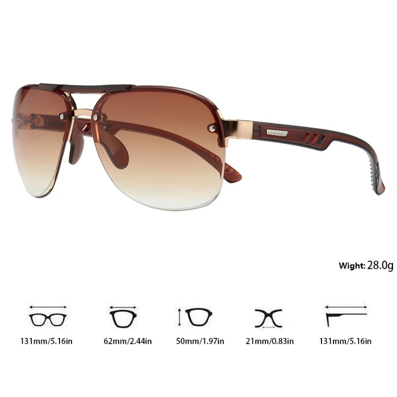Lunettes de soleil métalliques à verres dégradés tendance pour hommes et femmes, grande monture, pour la pêche, la conduite, le VTT et les activités de plein air, lunettes de protection