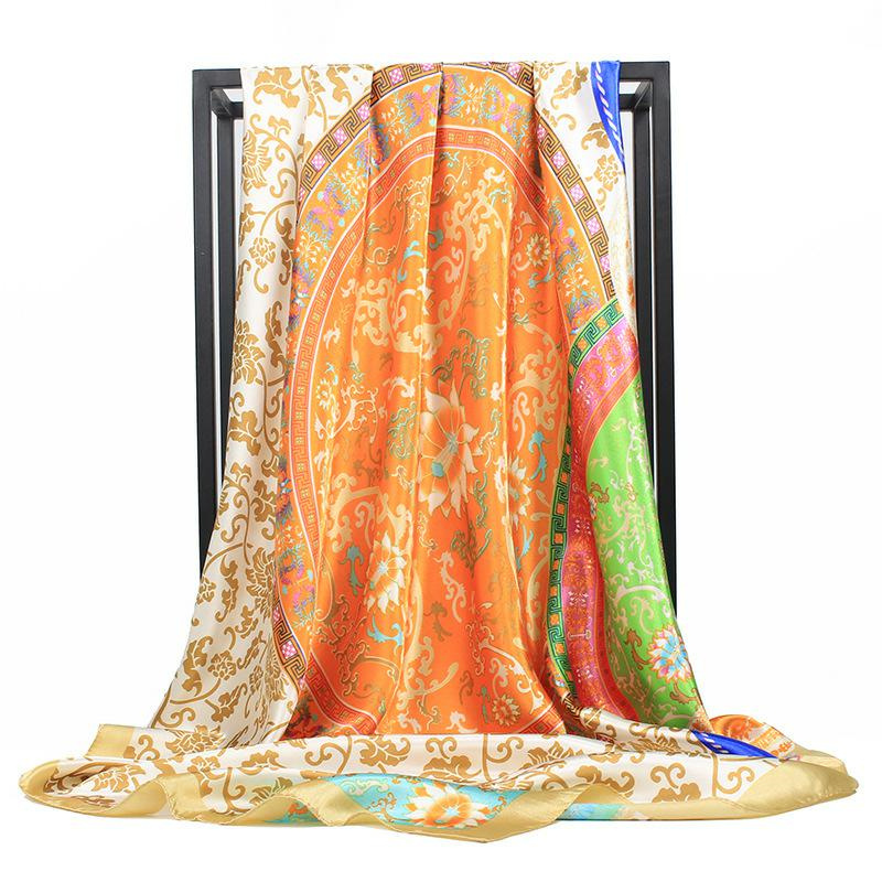 Hip Hop Hijab écharpe femmes imprimer Foulard carré Satin soie foulards châles et enveloppes dame Pashmina Bandana 2024