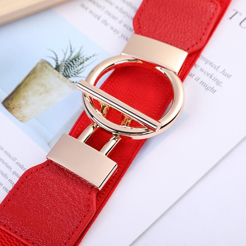 Ceinture élastique fine pour robes pour femmes, ceinture fine rétro extensible avec boucle dorée