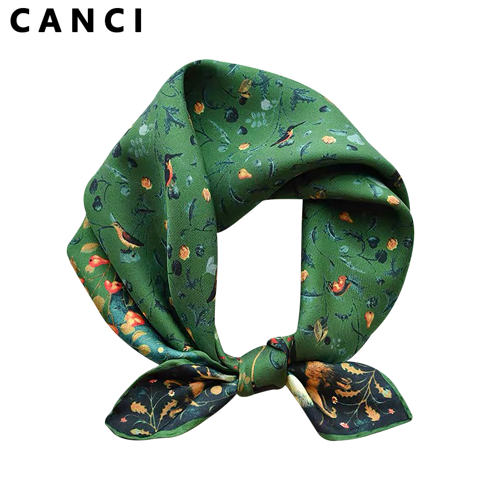 Foulard carré 100% pure soie de mûrier pour femme, imprimé, bandeau, cache-cou, accessoire de luxe pour cheveux, bandana, 53CM