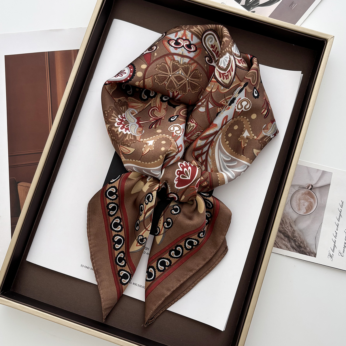 Foulard carré en Satin imprimé Lotus pour femmes, foulard de tête, accessoire décoratif à la mode, Bandana, printemps et été