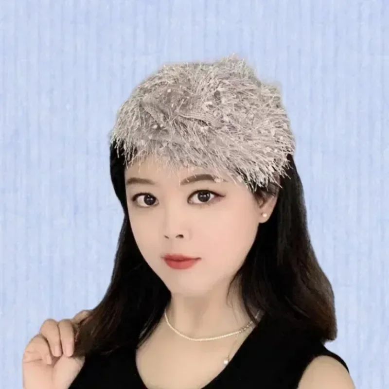 Nouveau petit chapeau rétro français avec glands et nœuds papillon bandeau rétro pour les femmes nœud papillon délicat et chapeau fascinateur