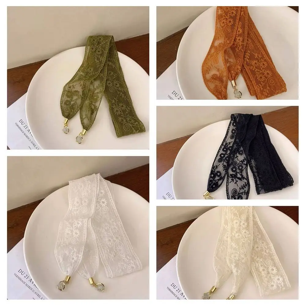 1 pièce Foulard en dentelle tendance, Ruban à cheveux, Bandeau floral ajouré, Pendentif de sac, Ceinture, Long pendentif fin pour femmes, Accessoires pour cheveux, Cadeau