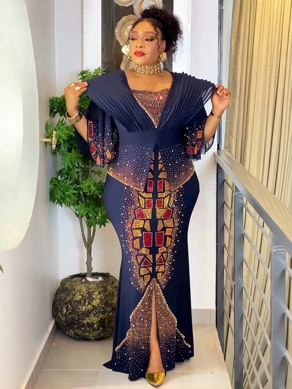 Robes de soirée de luxe pour femmes, longue robe de soirée sirène brillante, vêtements africains, robe de bal de mariage, robe longue de soirée, kaftan Dubaï
