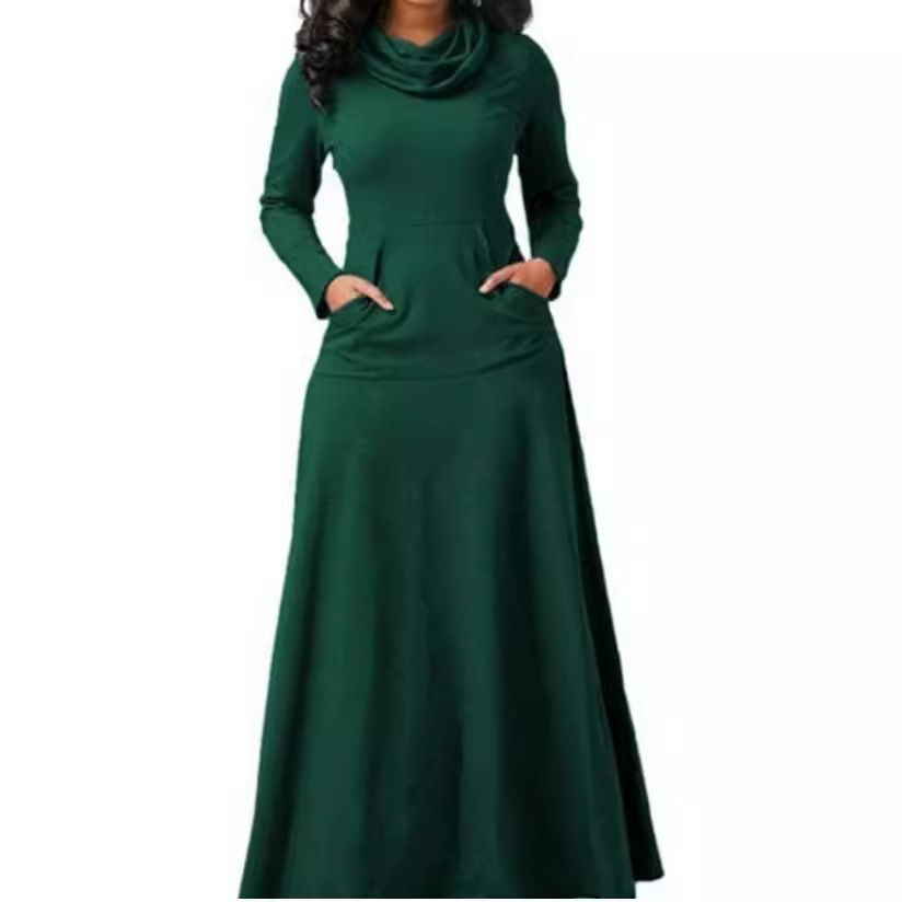 2025 Robe Femme Lâche Hiver Épissé ​ ​ Écharpe avec grandes poches, manches longues, jupe élégante, Abendkleider Fiesta Vestidos Mujer