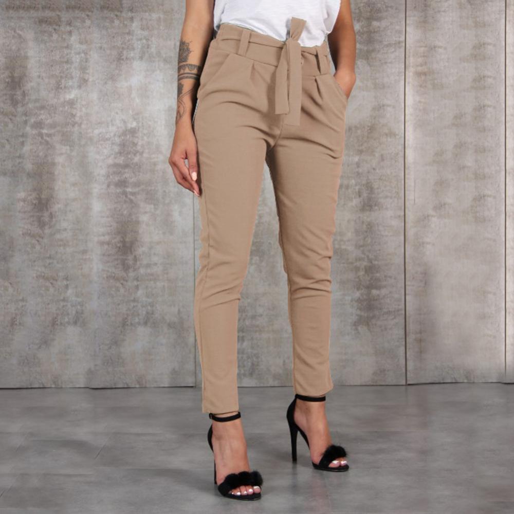 Pantalon femme décontracté couleur unie ceinturé élastique taille haute pantalon Long pantalon femme pantalon droit femme