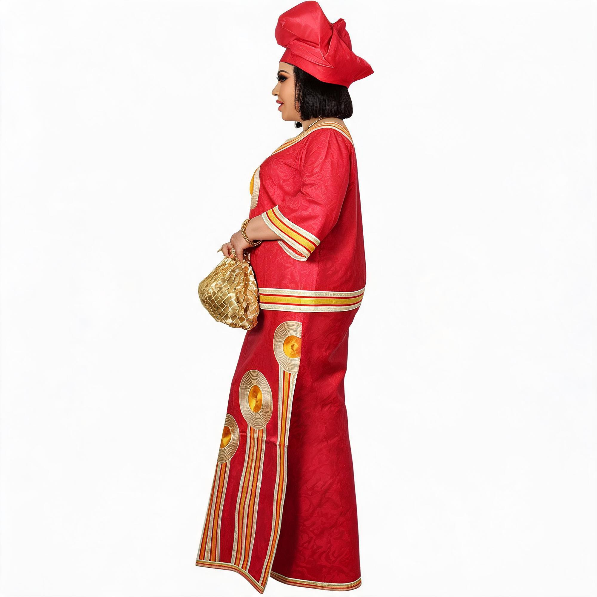 Robes africaines pour femmes grande taille, robe longue avec écharpe, design brodé Bazin Riche
