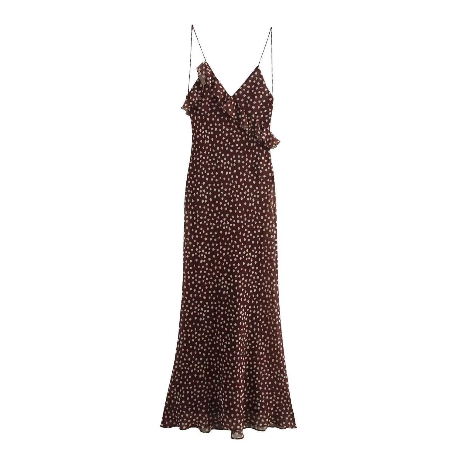 Vêtements pour femmes, style européen et américain, robe rétro sans manches à bretelles, à pois, avec décoration superposée, tendance et simple