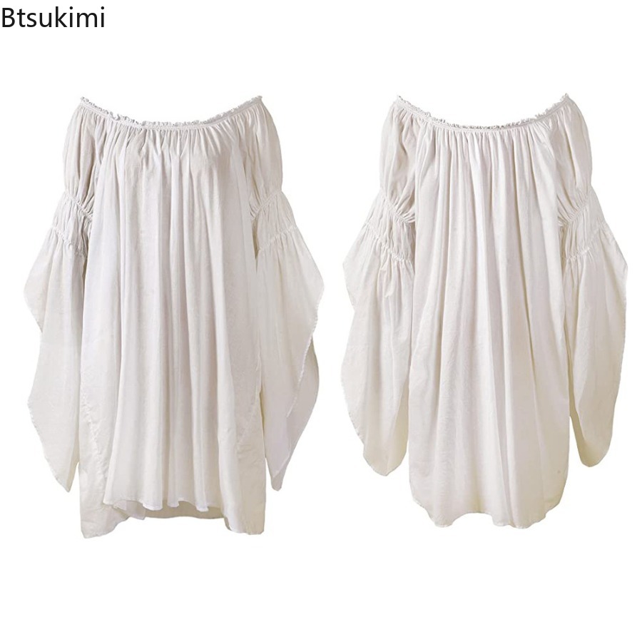 Chemisier Renaissance pour femmes, épaules dénudées, manches évasées, haut victorien, fée celtique, Robe Vintage, vêtements de Cosplay d'halloween