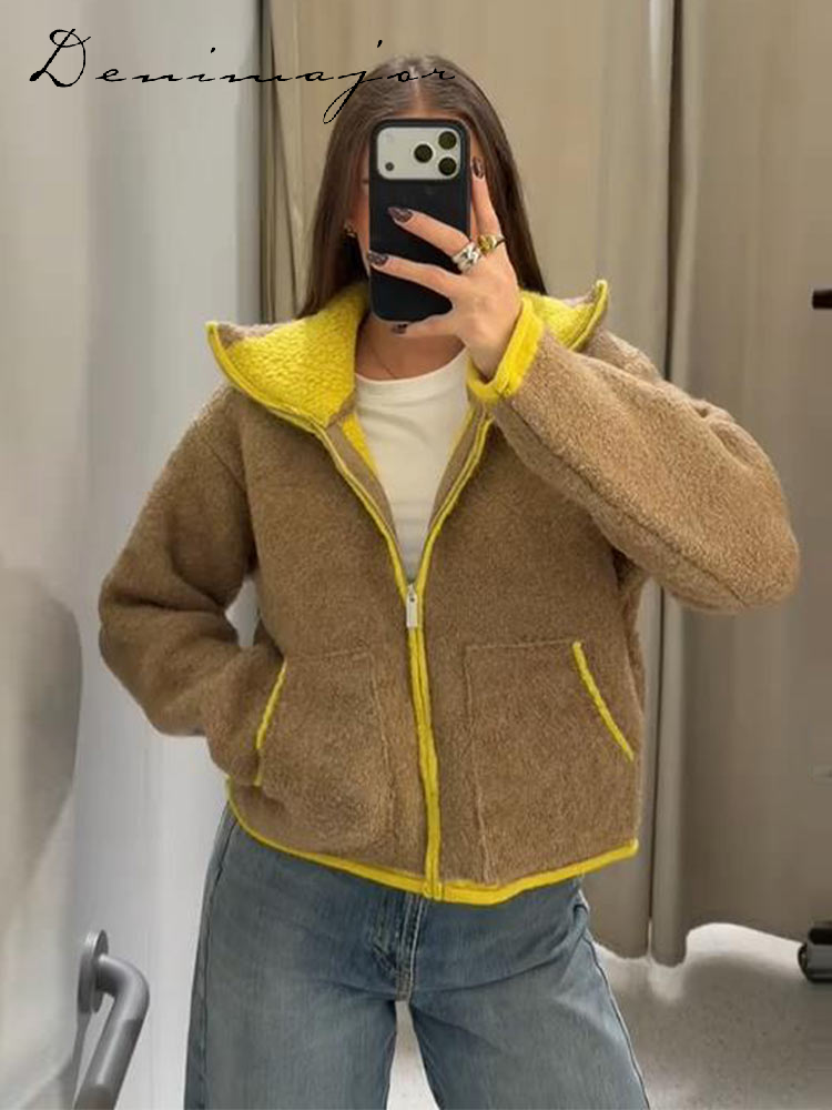 Manteau court en laine pour femme, décontracté, ample, revers, simple boutonnage, manches longues, veste épaisse, automne hiver, dame élégante, Streetwear, 2025