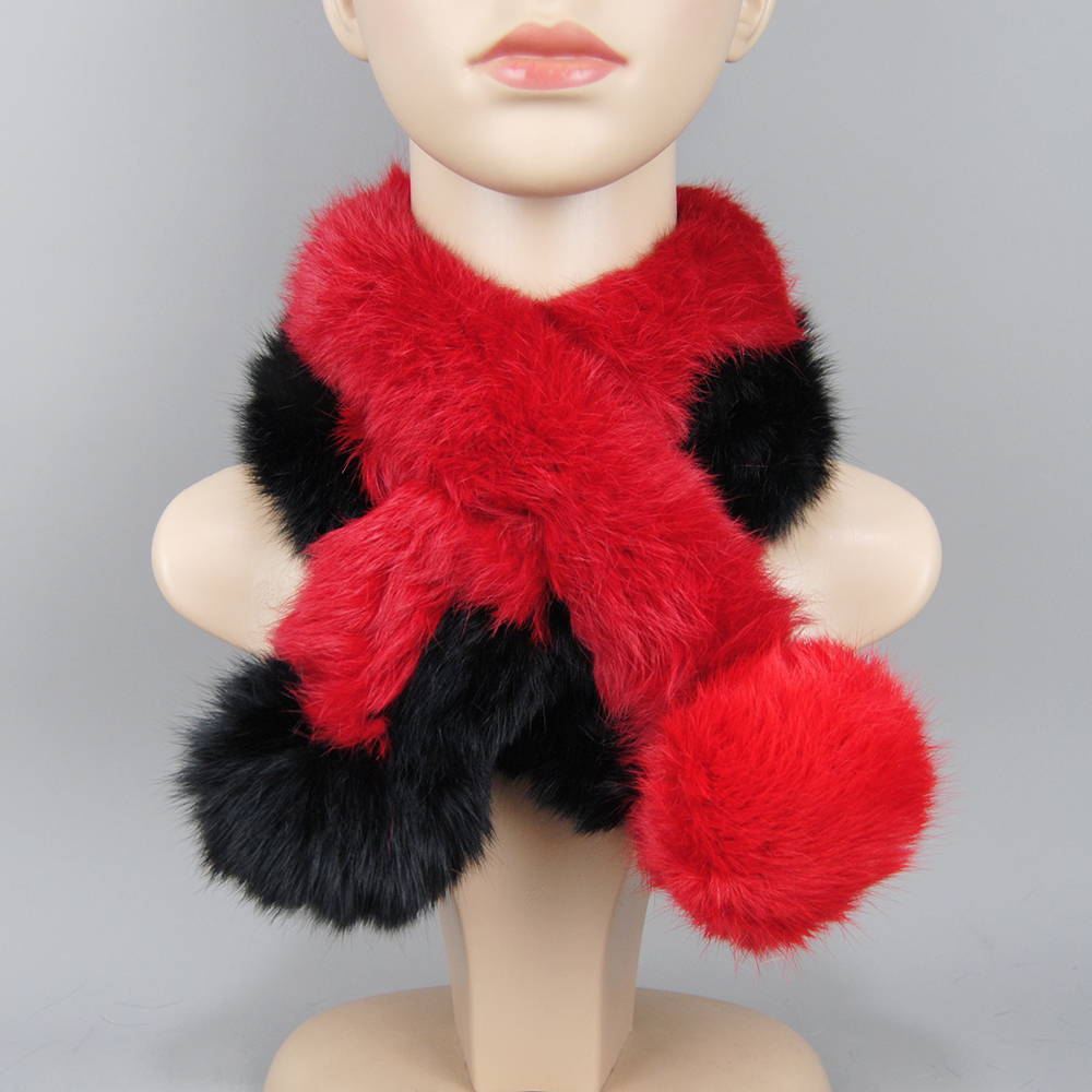 Nouvelle Écharpe Chaude d'Hiver 2026 pour Femme en Véritable Fourrure de Lapin avec Pompon, Épaisse et Décontractée, Foulard Tendance en Fourrure Authentique pour Dames, Cache-Cou