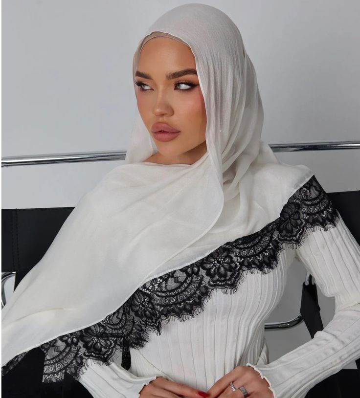 Hijab en rayonne, coton et modal avec dentelle, châles de mode pour femmes, foulards, couvre-chefs, voiles, bandeaux islamiques, turbans du Ramadan