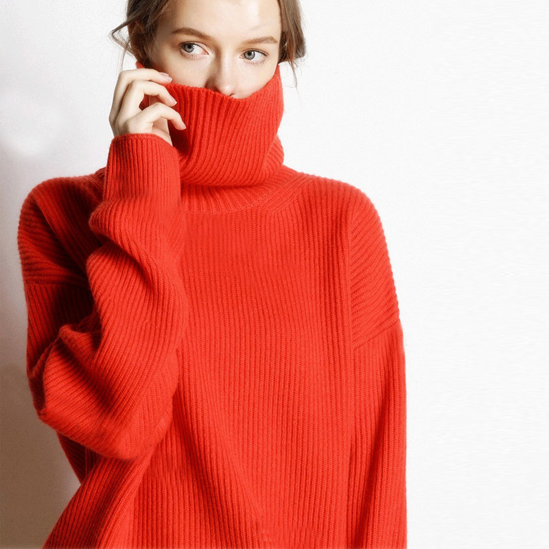 Pull en laine DY pour femme, col roulé chaud, pulls décontractés pour femme, haut côtelé, automne et hiver