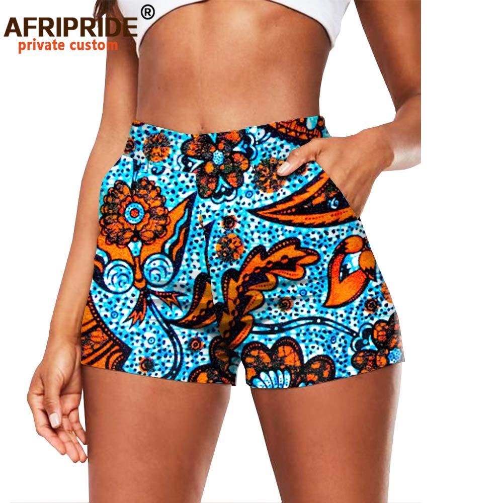 Shorts imprimés africains, mode d'été, décontractés, sexy, en coton, grande taille, coupe ajustée, taille haute, Ankara Dashiki AFRIPRIDE A2021002