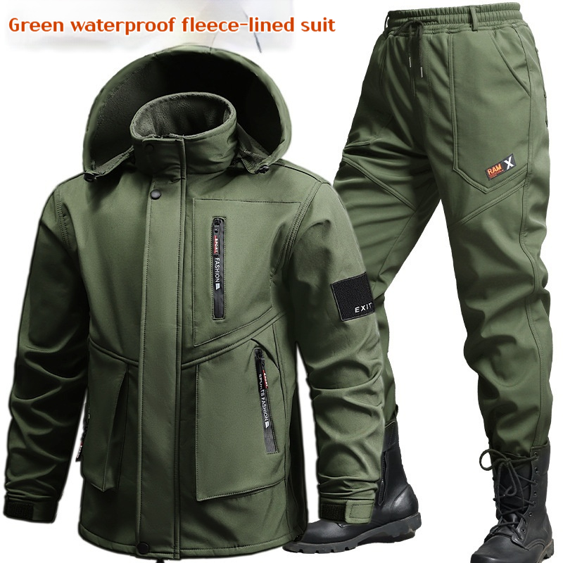 Costume de travail pour hommes, veste imperméable épaisse, ensemble pantalon, coupe-vent, vêtements de travail d'extérieur, ensemble deux pièces, costumes de Jogging pour hommes, hiver
