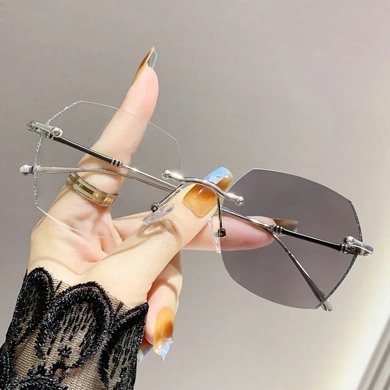 Lunettes d'été pour myopie photochromiques sans cadre, avec sensation neutre haut de gamme et luxueuses, Anti-lumière bleue, nouvelle collection