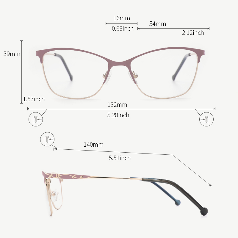 Montures de lunettes en métal pour femmes, montures optiques de prescription, verres transparents, montures de lunettes roses, nouveau design de marque 2022