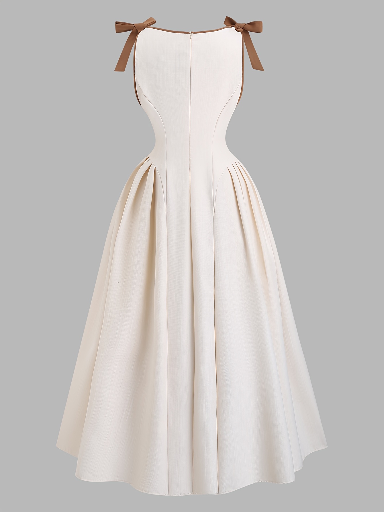 Robe d'été unie à la mode pour femmes grandes tailles, robe mi-longue à col rond et bretelles