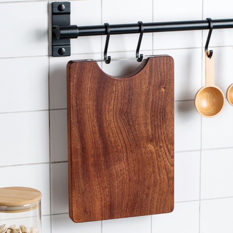 Planche à découper en ébène XITUO, plaque carrée en bois massif, planche à découper multifonctionnelle double face, planche à découper de cuisine en bois massif.