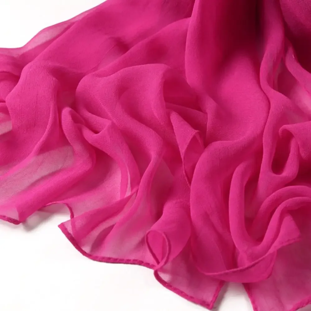 Écharpe en mousseline de soie pour femme, fine, douce, longue, châle et étole respirante, couleur unie, protection solaire pour la plage, hijab