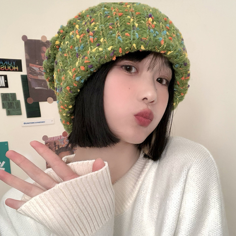 Chapeau à poils chauds d'automne et d'hiver, chapeau tricoté chaud tendance pour femmes
