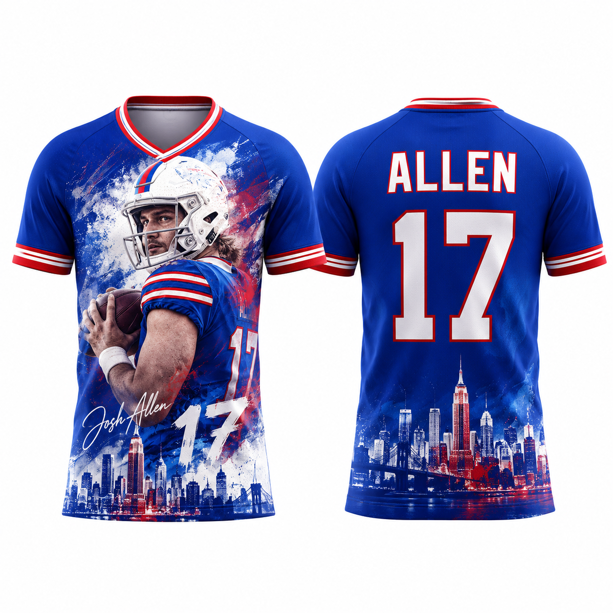 2026 Josh Allen #   17 maillots de rugby, chemises de football américain, t-shirts de sport d'été à séchage rapide pour hommes, vêtements pour enfants et femmes ﻿