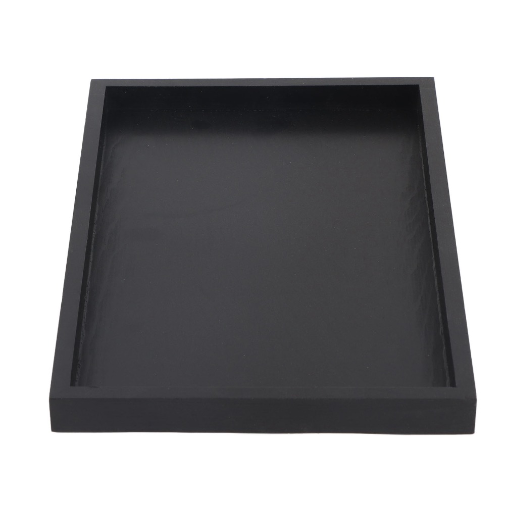 Plateau à collation en bois noir, plateau de service rectangulaire, plateau décoratif, plateau en bois massif, plateau rectangulaire en bois, cuisine et maison