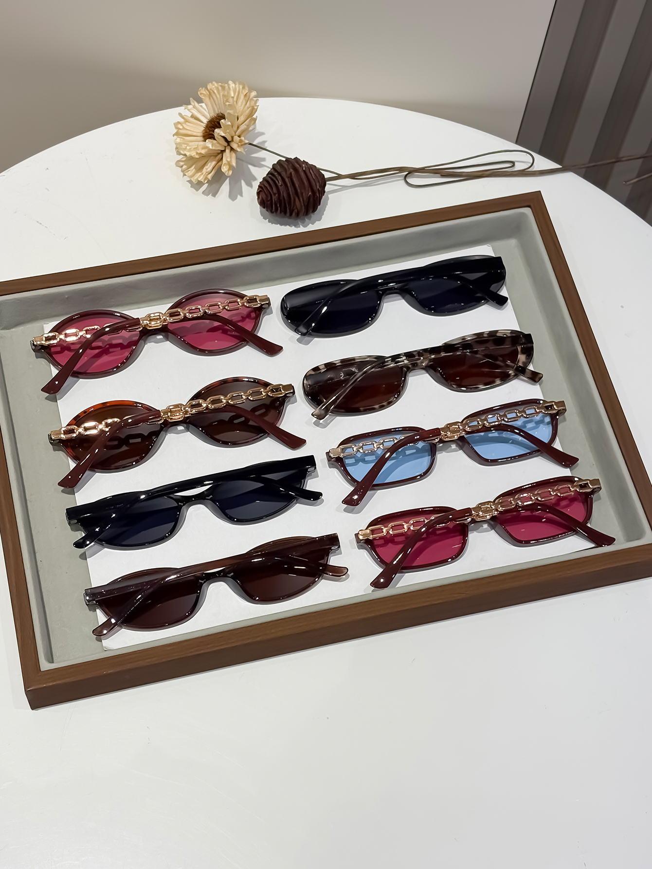 Lunettes de soleil géométriques, 8 pièces, design de monture multicolore, pour les voyages en plein air et la conduite