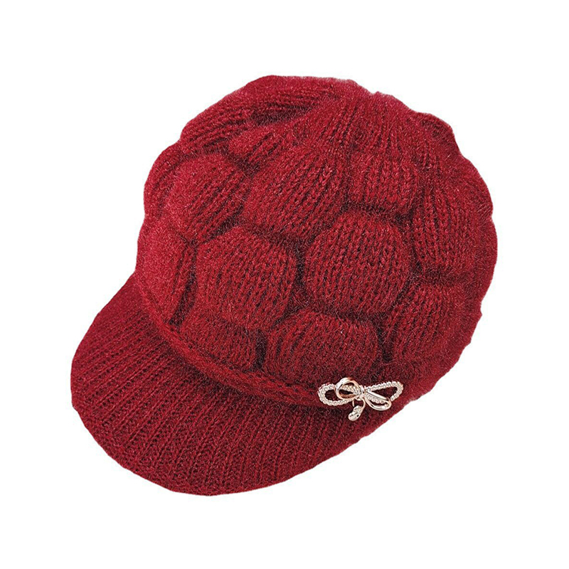 Chapeau chaud d'hiver tricoté, casquette décontractée pour maman, chapeau de grand-mère en peluche épaisse doublée de polaire, laine chaude, cadeau de noël