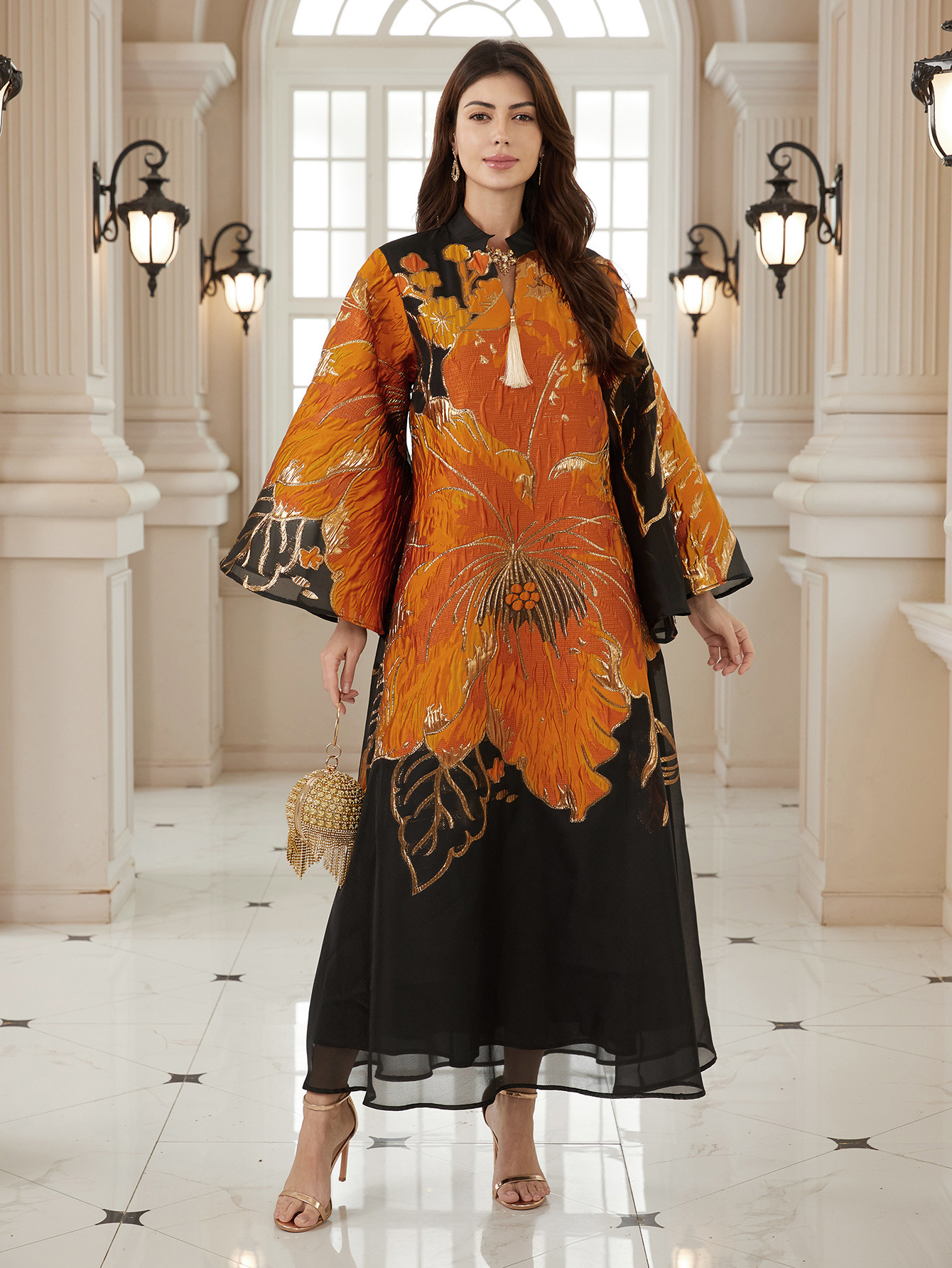 Abaya de l'Aïd pour femme, robe de soirée, Jalabiya à imprimé floral, style musulman de Dubaï, Robe longue, Caftan de prière marocain, Robe Abayas 2026