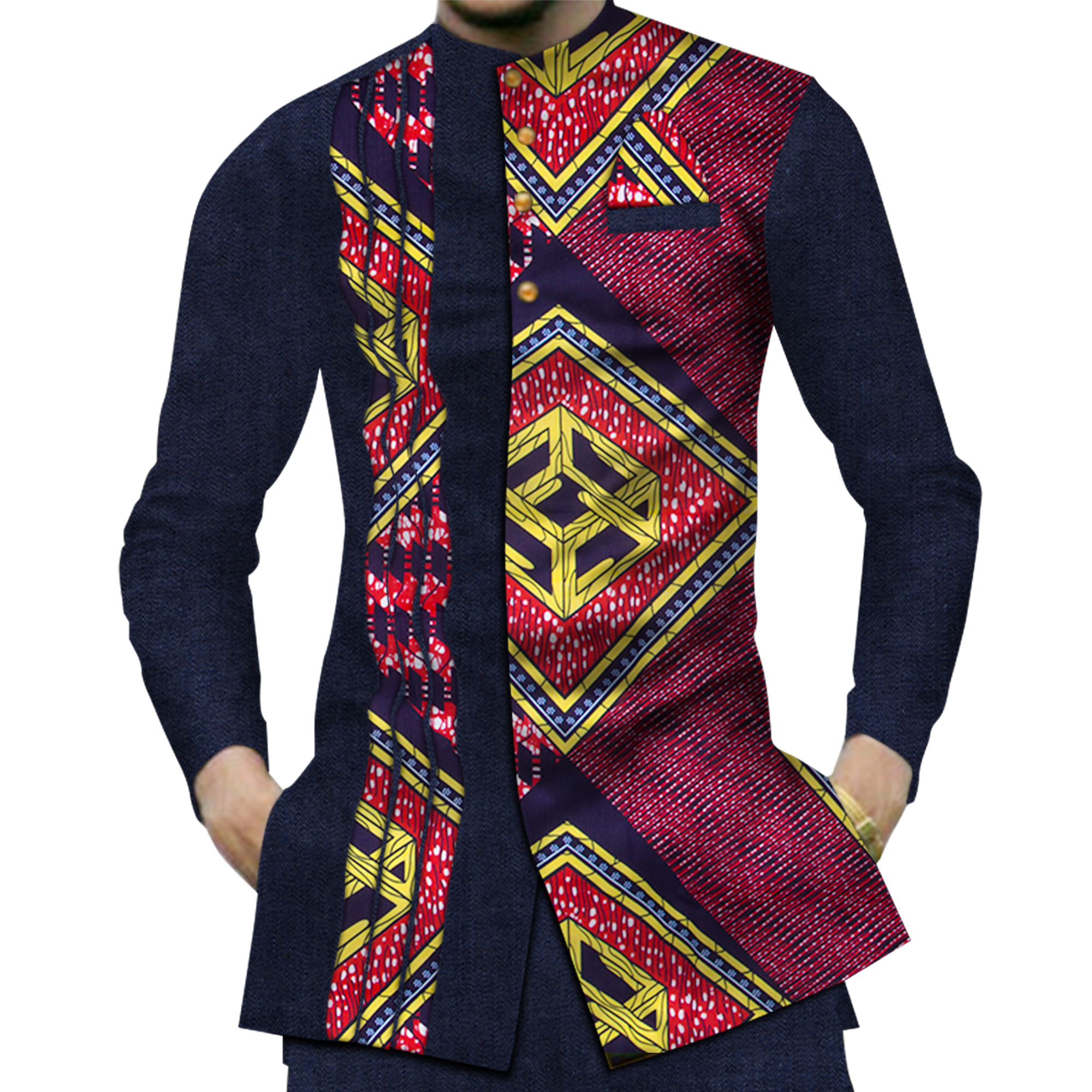 Chemise à imprimé patchwork Dashiki pour hommes, vêtements traditionnels africains décontractés, 100% coton, Y-Bazin Riche, WYN380