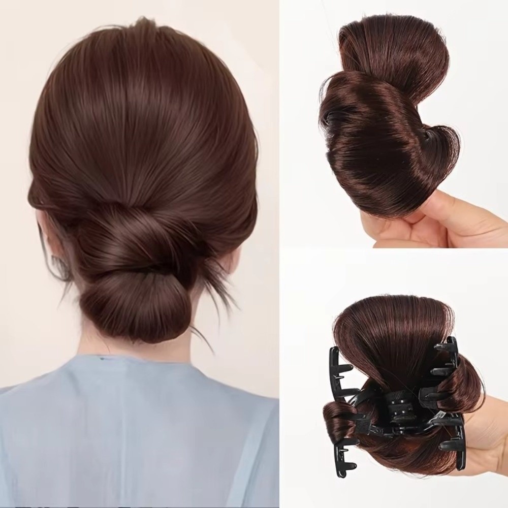 Chignon synthétique élégant à clipser, aspect naturel, texture volumineuse, extension de cheveux pour chignon bas.