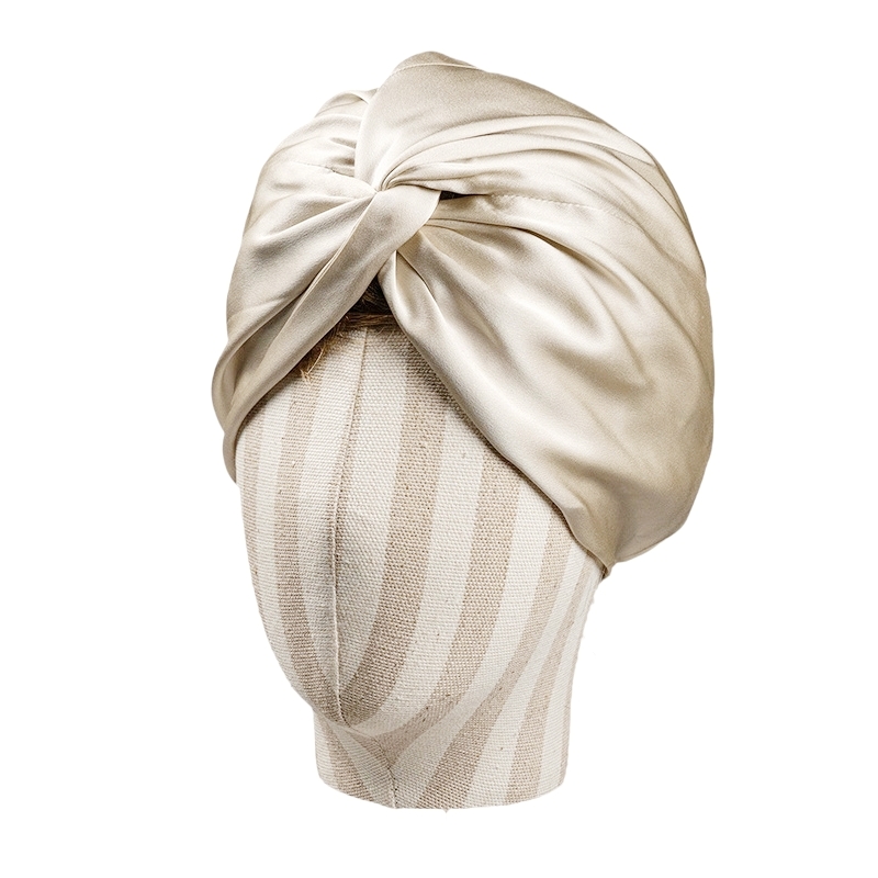 Bonnets Turban en soie de mûrier pour femmes, bonnet de nuit torsadé 19 Momme, bonnet enveloppant de cheveux en soie Pure pour dames bouclées, couvre-chef 100