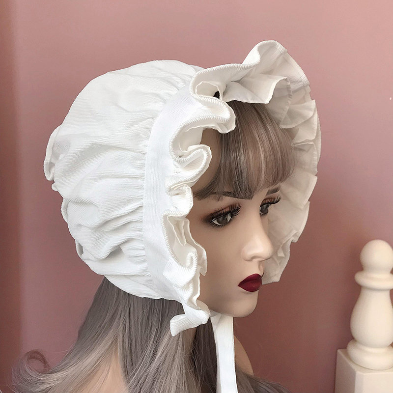 Chapeau de demoiselle, accessoires de Costume de Cosplay Lolita pour fille, à volants rétro réglables, chapeaux solides pour femmes, casquette de Village de Style victorien