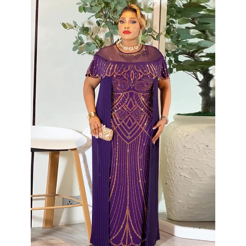 Robes de soirée pour femmes, style Dashiki africain, longues, ornées de diamants, 2026, Kaftan Abayas musulmanes de Dubaï, pour anniversaire, mariage, vêtements féminins