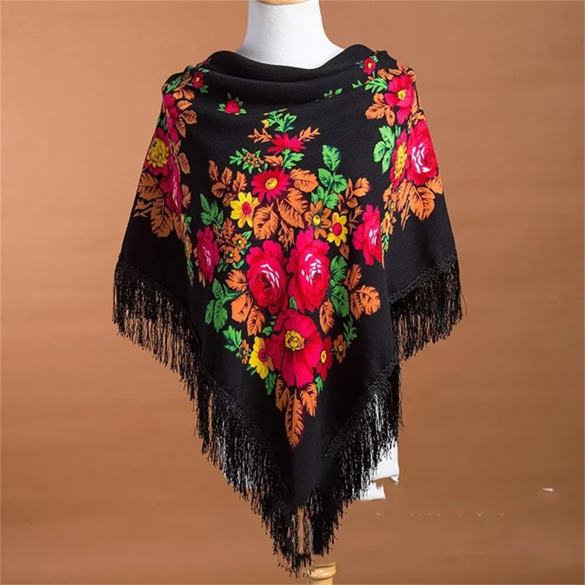 Foulard russe pour femmes, mouchoir carré en coton imprimé Floral, foulard ethnique pour filles, écharpe élégante Babushka, 110x110cm