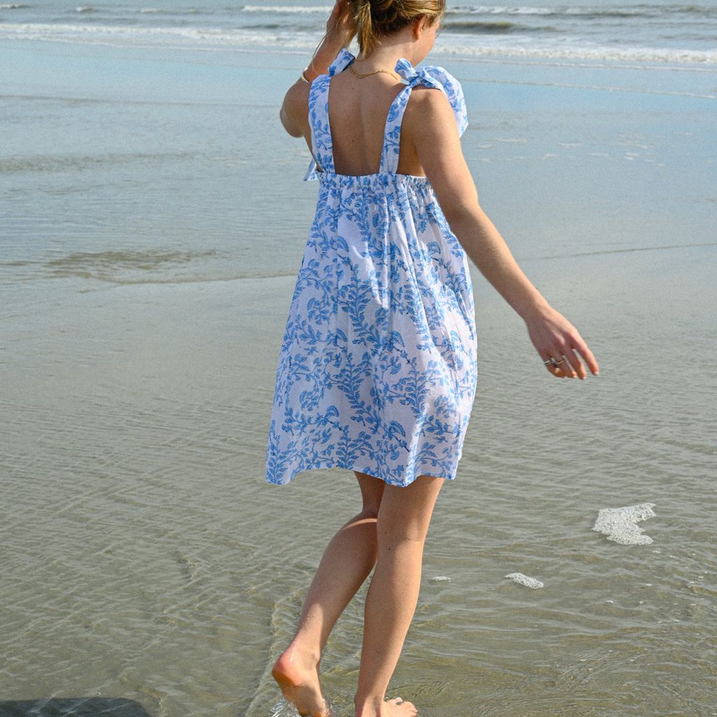 Combhasaki – robe de plage d'été pour femmes, sans manches, imprimé Floral, à lacets, larges bretelles, col carré, courte, Mini robe trapèze