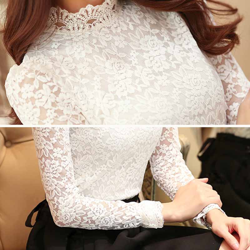 Chemisier en dentelle blanche chemise décontracté hauts mode femmes Blouses automne à manches longues femmes chemises Blusas Femininas femmes Blouse 1695 50