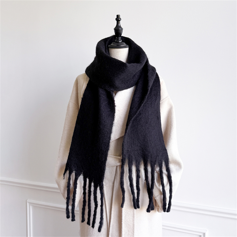 1 pièces couleur unie doux hiver chaud écharpe femmes Imitation cachemire luxe épaissi châle Pashmina glands moelleux écharpe châle