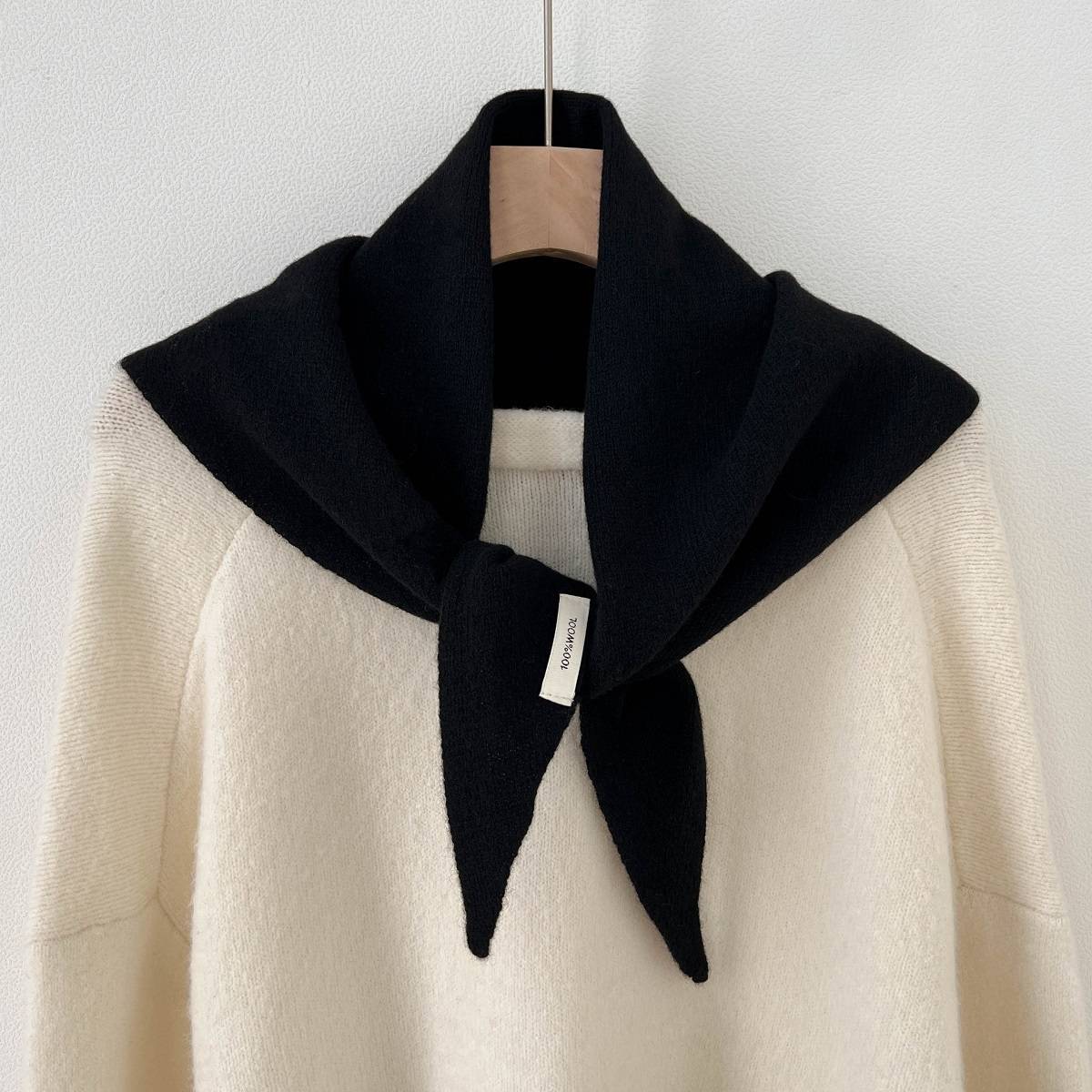 Écharpe tricotée de haute qualité pour femme, 100% laine, chaude, couleur unie brillante, châle épais, Triangle doux, col Pashmina, hiver